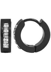 Adelia&acute;s Paar Creolen ADELIA ́S "Damen Ohrringe &ndash; Creole aus Edelstahl mit Strass Steinchen", Damen, Gr. Damen, Edelstahl, schwarz, Ohrringe, Perfekt als Geschenk zum Geburtstag