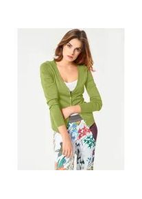 Strickjacke Heine, Damen, Gr. 38, gr&uuml;n (kiwi), 100% Baumwolle, unifarben, Strickjacken Strickjacke