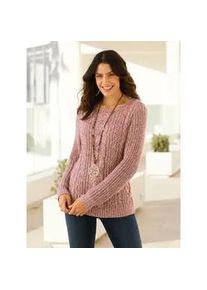 Strickpullover Inspirationen "Pullover", Damen, Gr. 52, rot (rosenholz, meliert), 48% Polyacryl, 38% Baumwolle, 14% Polyester, gemustert, mehrfarbig, meliert, Pullover Strickpullover