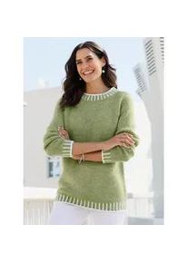 Rundhalspullover Inspirationen "Pullover", Damen, Gr. 54, beige (schilf, ecru, gemustert), 90% Polyacryl, 6% Polyamid, 4% Wolle, gemustert, Pullover Rundhalspullover