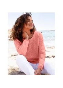 Langarmshirt Casual Looks "Jacquard-Shirt", Damen, Gr. 36, flamingo, 58% Polyester, 40% Baumwolle, 2% Elasthan, unifarben, Rundhals, Shirts Langarmshirt