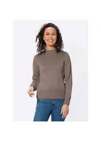 Stehkragenpullover Casual Looks "Pullover", Damen, Gr. 38, grau (taupe, meliert), 50% Baumwolle, 50% Polyacryl, meliert, unifarben, figurumspielend, Pullover Stehkragenpullover