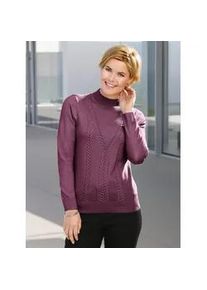 Stehkragenpullover Casual Looks "Pullover", Damen, Gr. 54, lila (brombeer), 100% Polyacryl, unifarben, figurumspielend, Pullover Stehkragenpullover