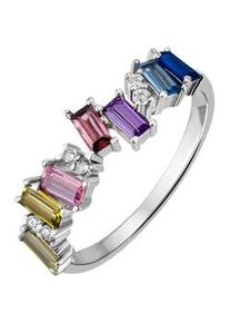 Fingerring Firetti "Schmuck Geschenk Silber 925 Silberring Ring Regenbogen" Gr. 58, bunt (silberfarben, gelb, braun, rosa, violett, lila, hellblau, dunkelblau, kristallwei&szlig;), Fingerringe, Damen, 58, Silber 925 (Sterlingsilber), 1,8mm, Fingerring, mit Zirkonia (synth.)