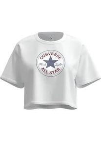 T-Shirt Converse "CHUCK PATCH TEE", Damen, Gr. XXL, wei&szlig; 10a, Obermaterial: 62% Baumwolle, 33% Polyester, 5% Elasthan, Rundhals, Shirts T-Shirt, sportlicher Stil, mit kurzen &Auml;rmeln, mit flexiblem Elasthan-Anteil