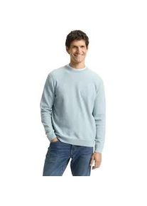 Strickpullover Tom Tailor, Herren, Gr. L, mint sanftes wei&szlig; twotone, Strick, Obermaterial: 100% Baumwolle, unifarben, regular fit taillenbedeckt, Rundhals, B&uuml;ndchen, Pullover Strickpullover, mit B&uuml;ndchen