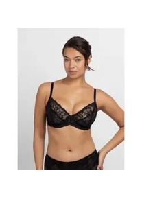 B&uuml;gel-BH Dorina "Perfect Lace", Damen, Gr. 75, Cup G, schwarz, Obermaterial: 90% Nylon, 10% Elasthan, BHs B&uuml;gel-BH, transparent, mit Spitze, mit B&uuml;gel, verstellbare Tr&auml;ger, mit Schleife