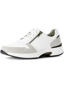 Gabor Sneaker ROLLINGSOFT, Herren, Gr. 9,5 (44), wei&szlig;, hellgrau, Nappaleder, Veloursleder, Schuhe Sneaker, Komfortschuh, Schn&uuml;rschuh, Halbschuh im Materialmix, G-Weite