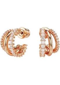 Paar Creolen Swarovski "Schmuck Geschenk Hyperbola Ohrringe", rosa (ros&eacute;goldfarben, kristallwei&szlig;, kristallwei&szlig;), Ohrringe, Damen, Metall, mit Swarovski Kristall