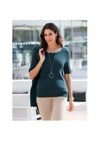 Kurzarmpullover Inspirationen "Kurzarm-Pullover", Damen, Gr. 42, blau (petrol), 45% Viskose, 37% Wolle, 15% Polyamid, 3% Kaschmir, unifarben, Pullover