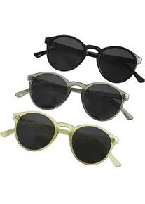 Sonnenbrille Urban Classics "Urban Classics Unisex Sunglasses Cypress 3-Pack", Damen, schwarz, lightgrau, gelb, Sonnenbrillen Sonnenbrille