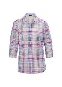 Hemdbluse GOLDNER "Kurzgr&ouml;&szlig;e Feminine Hemdkragenbluse im Karodessin", Damen, Gr. 25, bunt (bunt, kariert), Obermaterial: 100% Baumwolle CO., Manschette, Blusen Hemdbluse, Digitaldruck