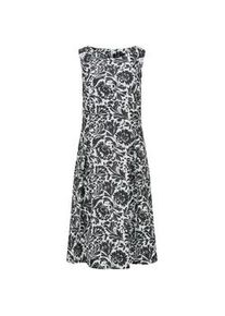 Sommerkleid GOLDNER "Elegantes Jerseykleid mit Faltenrock", Damen, Gr. 52, N-Gr, schwarz (schwarz, wei&szlig;, gemustert), Obermaterial: 87% Polyester PES. 13% Elasthan EL., figurumspielend, Kleider Sommerkleid, Nahttaschen an der Seite