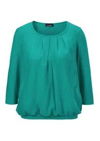 Kurzarmbluse GOLDNER "Chiffon-Shirt mit 3/4-Arm, Rundhals", Damen, Gr. 40, gr&uuml;n (smaragdgr&uuml;n), Obermaterial: 95% Viskose CV. 5% Elasthan EL., Casual, Sonstiges, Blusen, keine/nicht relevant