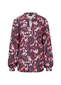 Schlupfbluse GOLDNER "Moderne R&uuml;schenbluse mit Stehkragen", Damen, Gr. 42, pink (beere, gemustert), Obermaterial: 100% Viskose CV., Blusen Schlupfbluse, R&uuml;schen