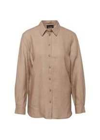 Langarmbluse GOLDNER "Bequeme Damen Businessbluse", Damen, Gr. 44, braun (macchiato, melange), Obermaterial: 100% Leinen LI., normal, Sonstiges, Blusen, Ohne