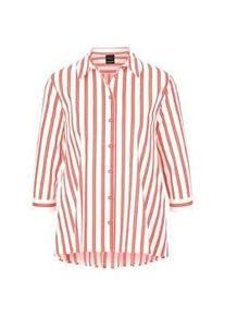 Kurzarmbluse GOLDNER "Kurzgr&ouml;&szlig;e Schlichte Baumwoll-Bluse mit 3/4-Arm", Damen, Gr. 20, wei&szlig; (wei&szlig;, hagebutte, gestreift), Obermaterial: 97% Baumwolle CO. 3% Elasthan EL., normal, Manschette, Blusen, Ohne