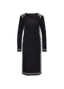 Strickkleid GOLDNER "Kurzgr&ouml;&szlig;e Jacquard Strickkleid", Damen, Gr. 22, K-Gr, schwarz (schwarz, silbergrau, gemustert), Obermaterial: 82% Polyacryl PAN. 18% Schurwolle WV., gerade, Gerade, Kleider Strickkleid, keine/nicht relevant