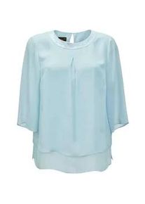 Kurzarmbluse GOLDNER "Kurzgr&ouml;&szlig;e Luftige Chiffonbluse mit Pailletten", Damen, Gr. 23, blau (blaut&uuml;rkis), Obermaterial: 100% Polyester PES., festlich, figurumspielend, Sonstiges, Blusen, Mit Pailletten und Perlen am Ausschnitt