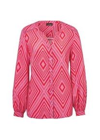 Kurzarmbluse GOLDNER "Kurzgr&ouml;&szlig;e Bluse mit Tunika Ausschnitt", Damen, Gr. 24, rot (rot, pink, gemustert), Obermaterial: 100% Viskose CV., figurumspielend, Manschette, Blusen, keine/nicht relevant