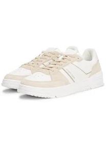 Tommy Hilfiger Sneaker TOMMY JEANS "TJM CUPSOLE PODS", Herren, Gr. 43, wei&szlig; (wei&szlig;, beige), Nappaleder, Veloursleder, Schuhe Sneaker, Freizeitschuh, Halbschuh, Schn&uuml;rschuh mit weichem Schaftrand
