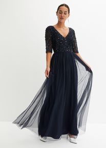 bonprix Abendkleid aus zartem T&uuml;ll mit Paillettenstickerei, blau, Gr.52, Elegantes Kleid aus T&uuml;ll mit bezaubernder Paillettenstickerei im Oberteil