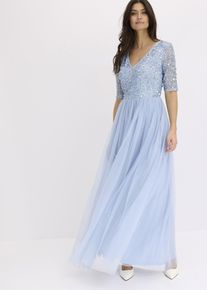 bonprix Abendkleid aus zartem T&uuml;ll mit Paillettenstickerei, blau, Gr.46, Elegantes Kleid aus T&uuml;ll mit bezaubernder Paillettenstickerei im Oberteil