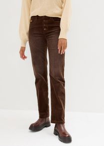 bonprix Stretch-Cordhose Wide, braun, Gr.48, Weite Stretch-Cordhose mit Knopfleiste, 98% Baumwolle