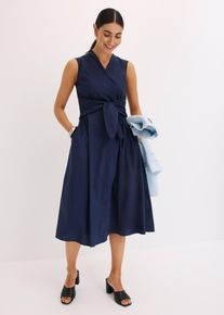 bonprix Kleid mit Bindedetail, blau, Gr.52, stilvolles Kleid mit Bindedetails, 61% Baumwolle