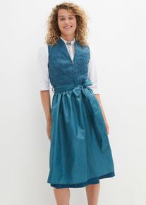 bonprix Dirndl mit Jacquardmuster und Sch&uuml;rze in Midil&auml;nge (2-tlg.Set), petrol, Gr.42, elegantes Dirndl mit hochwertigem Jacquardmieder und Kelchkragen, der Rock ist mit einem angenehmen Baumwollstoff gef&uuml;ttert.