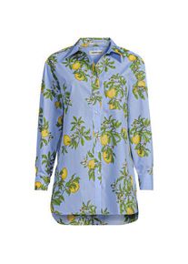 LANDS' END Lange weite B&uuml;gelfrei-Bluse, Damen,  Blau, Baumwolle, by Lands' End