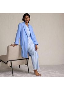 LANDS' END Knielanger Bademantel aus Baumwoll-Frottee, Damen,  Blau, Baumwolle, by Lands' End