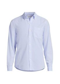 LANDS' END Seersucker-Hemd mit langen &Auml;rmeln, in Lang-Gr&ouml;&szlig;e, Herren,  Blau, Baumwolle, by Lands' End