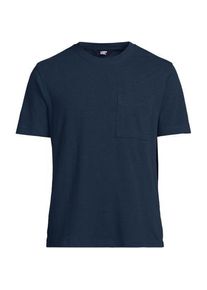 LANDS' END Kurzarm-Shirt aus Baumwoll-/Leinenmix, Herren,  Blau, Baumwolle/Leinen, by Lands' End
