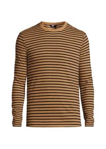 LANDS' END Langarm-Streifenshirt mit Struktur, Herren,  Braun, Viskose/Polyester-Mischung, by Lands' End