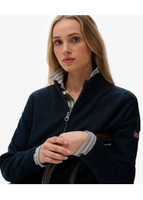 Superdry Damen Lockerer Strick-pullover mit Halbem Rei&szlig;verschluss Navy - Gr&ouml;&szlig;e: 44 210322750067498T025