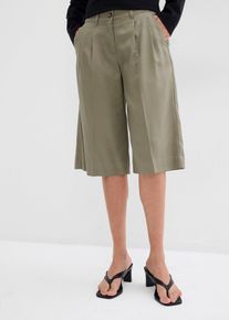 bonprix Bermuda aus flie&szlig;endem Lyocell, grau, Gr.42, Knielange Bermuda mit hohem Bund mit Seitentaschen, G&uuml;rtelschlaufen und Abn&auml;hern sowie B&uuml;gelfalten vorne