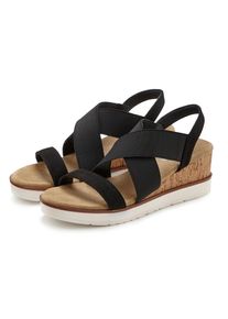 Sandalette Lascana "Sommerschuh, offener Schuh, Sandale", Damen, Gr. 41, schwarz, Obermaterial: 100% Textilmaterial. Decksohle: 100% Textilmaterial. Futter: 100% Lederimitat. Laufsohle: 100% Synthetik, unifarben, unifarben mit Farbeinsatz, Basic, Schuhe Sandalette, mit elastischen Riemchen VEGAN, Topseller