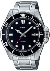 Quarzuhr, silber (silberfarben, schwarz), CASIO TIMELESS COLLECTION, Armbanduhren, Herren, Quarzuhr, Armbanduhr, Herrenuhr, bis 20 bar wasserdicht, Datum