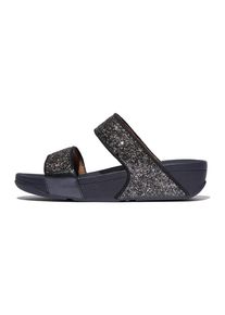 Pantolette fitflop "LULU MULTI-TONAL GLITTER", Damen, Gr. 38, blau (midnight navy glitter), Synthetik, Glitzer, Schuhe Pantolette, Badeschuh, Slides, Sandale mit Glitter