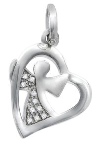 Kettenanh&auml;nger Firetti "Schmuck Geschenk Silber 925 Halsschmuck Anh&auml;nger Herz", bunt (silberfarben, wei&szlig;, wei&szlig;), Schmuckanh&auml;nger, Damen, Silber 925 (Sterlingsilber), 2 g, Kettenanh&auml;nger, mit Zirkonia (synth.)