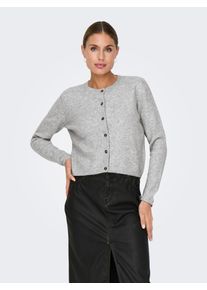 Jacqueline de Yong Strickjacke JDY "JDYCHLOE LIFE L/S CARDIGAN KNT NOOS", Damen, Gr. XS, grau (light grau melange), Strick, Obermaterial: 52% Polyester, 36% Polyacryl, 10% Wolle, 2% Elasthan, meliert, unifarben, taillenbedeckt, Rundhals, Strickb&uuml;ndchen, Strickjacken Strickjacke, Materialmix