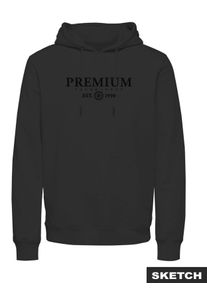 Jack & Jones Kapuzensweatshirt JACK & JONES "JPRBLACHARLES SWEAT HOOD FST", Herren, Gr. M, schwarz, angeraute Sweatware, Obermaterial: 100% Polyester, bedruckt, regular fit normal, Rundhals, Rippb&uuml;ndchen, Sweatshirts Kapuzensweatshirt