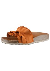 Pantolette VERBENAS "Rocio Roda", Damen, Gr. 42, orange, Veloursleder, unifarben, Schuhe Pantolette, Sommerschuh, Flat mit geschwungenen Laschenstoff