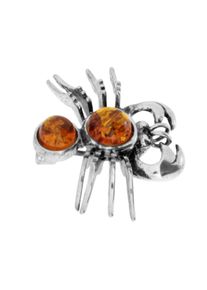 Brosche OSTSEE-SCHMUCK "- Krebs - Silber 925/000 - Bernstein" Gr. 20, silber (silber 925, silberfarben, wei&szlig;), Broschen, Damen, Blacklist, Silber 925 (Sterlingsilber), Brosche