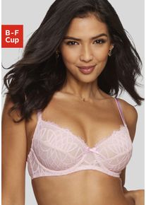 B&uuml;gel-BH Lascana "Cara", Damen, Gr. 85, Cup F, rosa (rosa, puder), Spitze, Obermaterial: 79% Polyamid, 11% Elasthan, 10% Polyester, BHs B&uuml;gel-BH, mit femininer Spitze, anteilig aus recyceltem Material, Dessous
