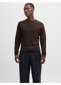 Jack & Jones Rundhalspullover JACK & JONES "JJEGLOBE KNIT CREW NECK NOOS", Herren, Gr. S, delicioso, Strick, Obermaterial: 100% Baumwolle, unifarben, regular fit taillenbedeckt, Rundhals, Rippb&uuml;ndchen, Pullover Rundhalspullover, in Strick Optik