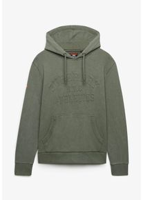Kapuzensweatshirt Superdry "ATHLETIC EMBOSS RELAXED HOOD", Herren, Gr. M, surplus goods olive, angeraute Sweatware, Obermaterial: 100% Baumwolle, unifarben, relaxed fit normal, Rundhals, Sweatshirts Kapuzensweatshirt