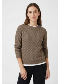 Strickpullover Freequent "FQDODO", Damen, Gr. S, beige (desert taupe), Strick, Obermaterial: 100% Baumwolle, unifarben, bequem h&uuml;ftbedeckend, Rundhals, B&uuml;ndchen, Pullover Strickpullover, mit feinster Lochstickerei