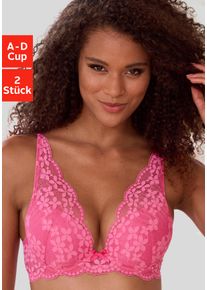 Push-up-BH Petite Fleur, Damen, Gr. 70, Cup B, pink (pink, wei&szlig;), Spitze, Obermaterial: 60% Polyamid, 35% Polyester, 5% Elasthan, BHs Push-up-BH, in High Apex Schnittform, Dessous, Topseller
